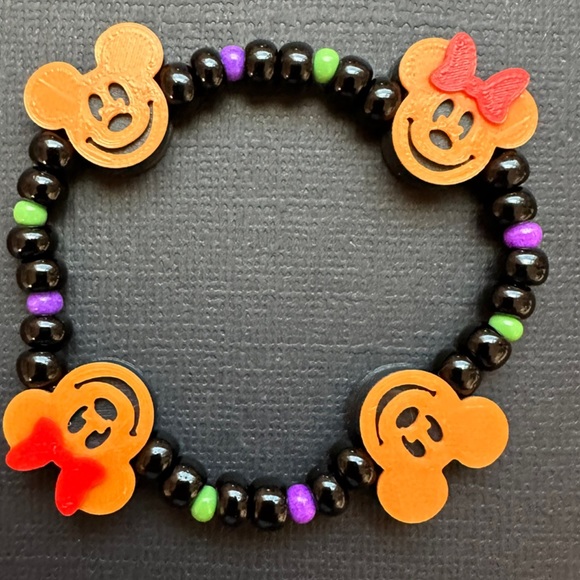 Mickey Mouse Pumpkin Ears Bracelet Disney Inspired Not So Scary Halloween Party - Picture 2 of 3